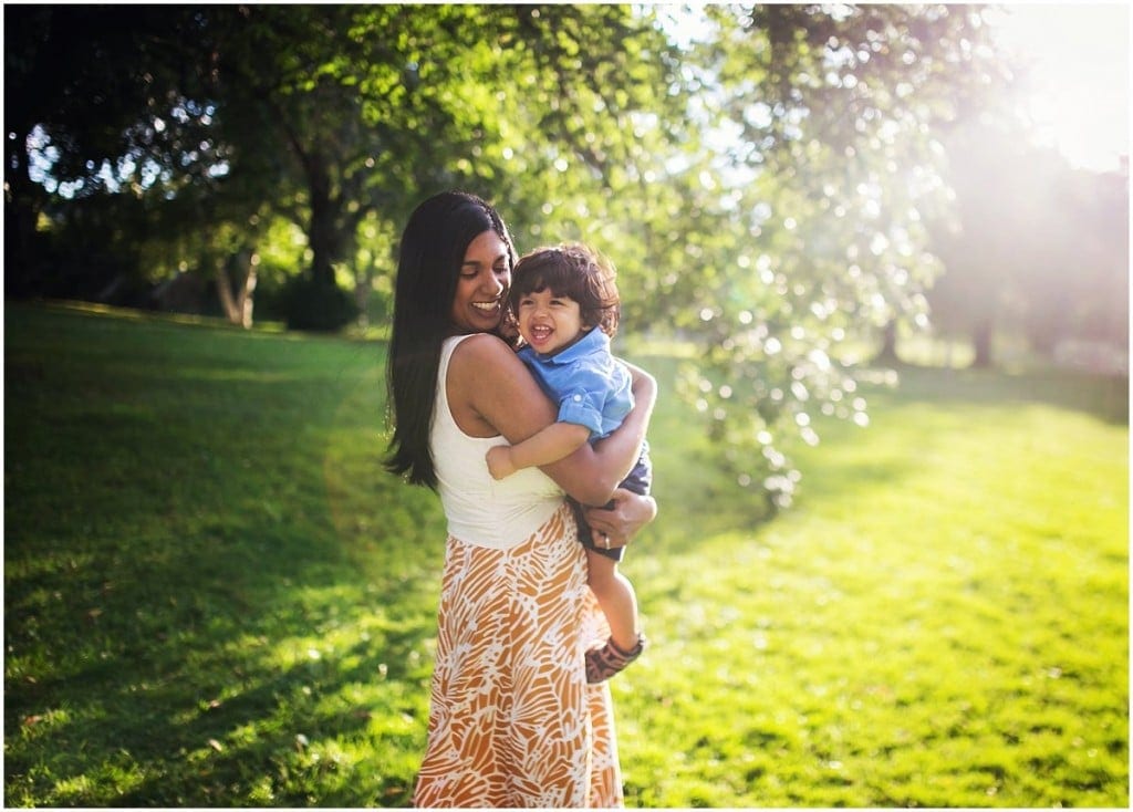 mom with toddler son in the sunlight at the park for a lifestyle family photo session  Boardman family photographer 