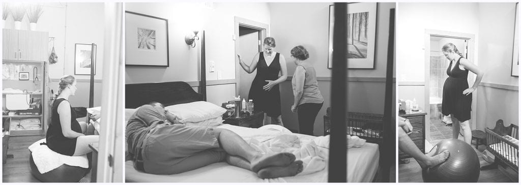 pittsburgh birth photographer the midwife center mary beth miller photography Photos of a mother and a black dress and labor with a birth ball