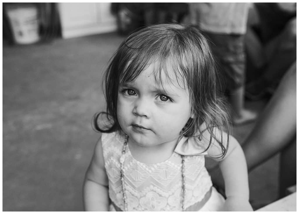 black and white photo of toddler girl