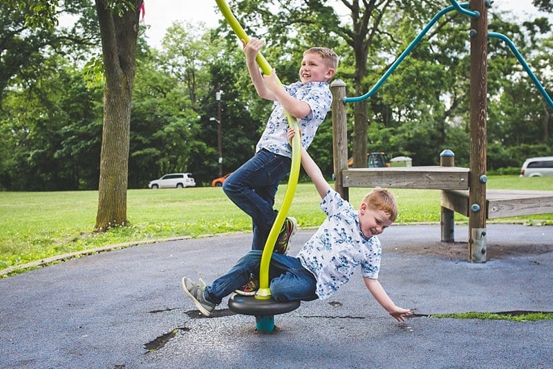boys at pittsburgh park playground for lifestyle family photo session