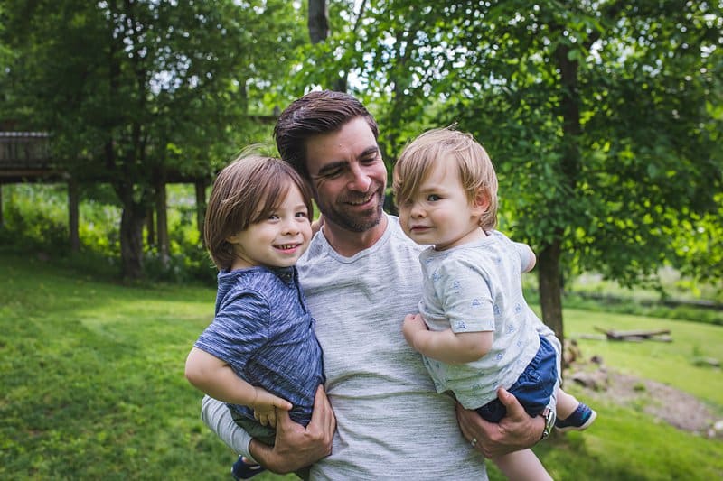 father and son at family photo session at beechwood farms pittsburgh 