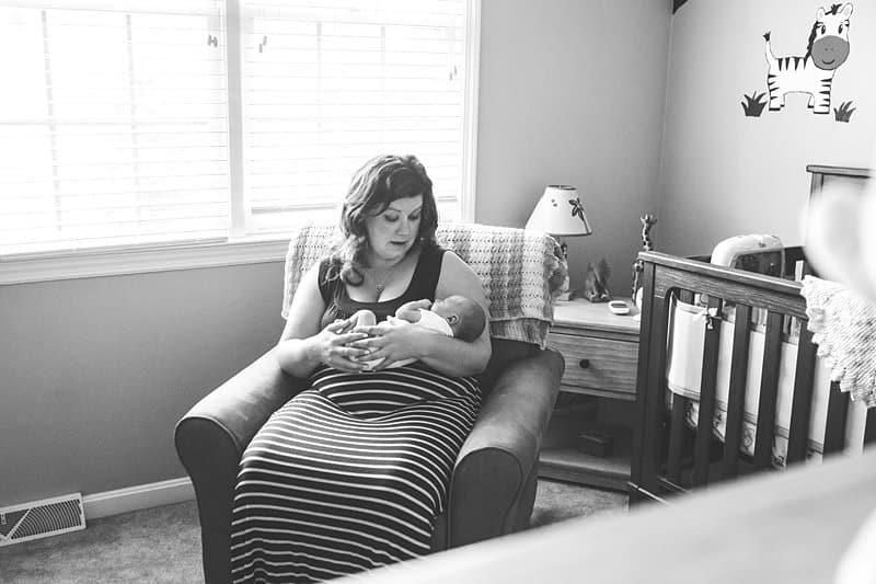 pittsburgh newborn session home mom in nursey