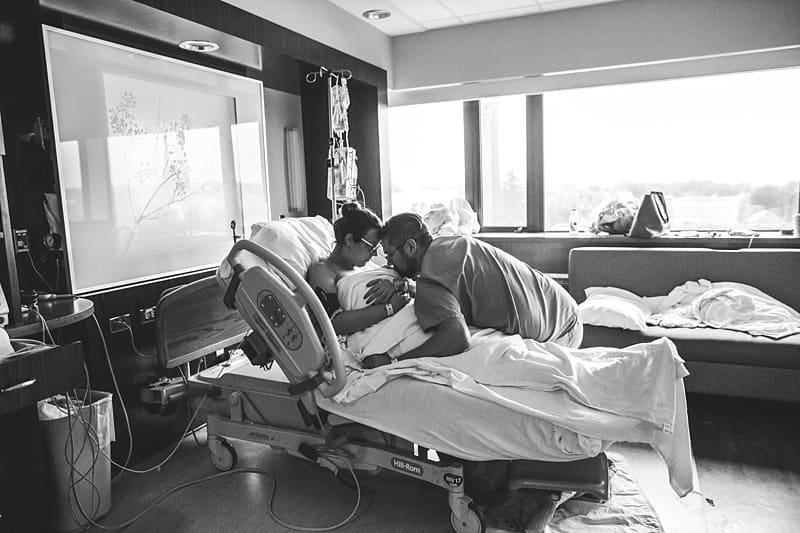 newborn with dad and mom hospital birth session in pittsburgh