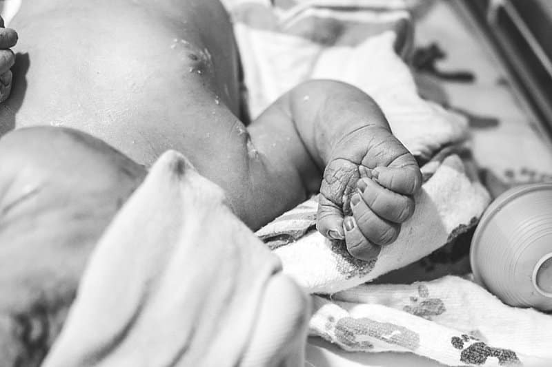 baby hand during newborn exam at magee womens hospital pittsburgh