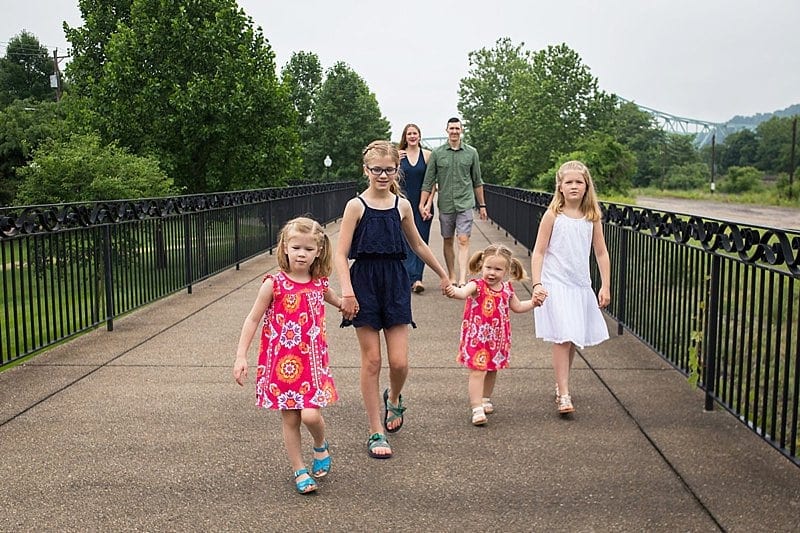 mother and daughters at sewickley riverfront park