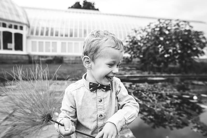 little boy outside of phipps photo session