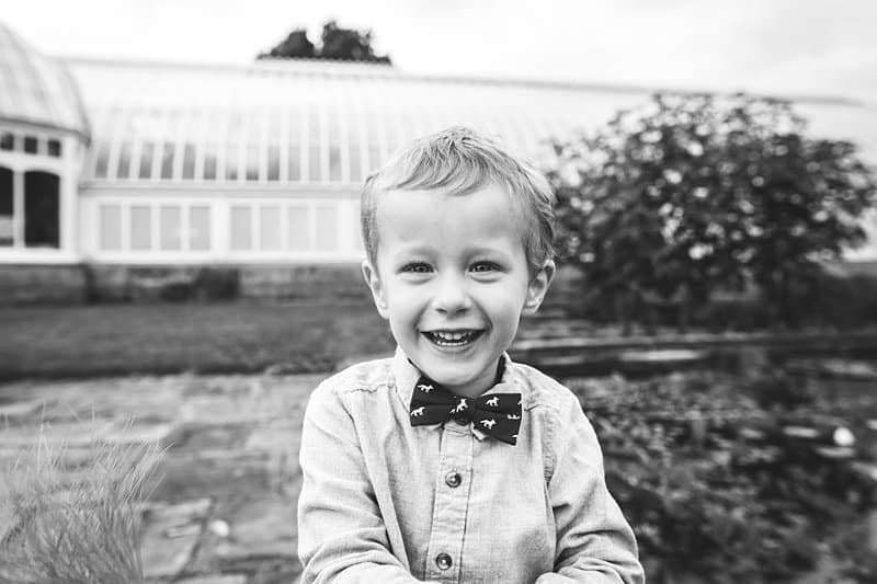 little boy outside of phipps photo session