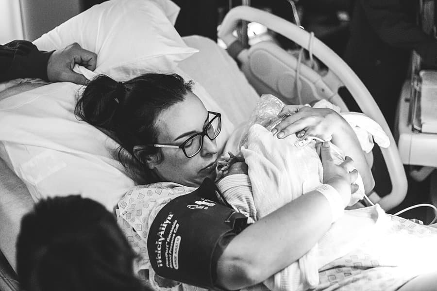 mom holding newborn at pittsburgh hospital 