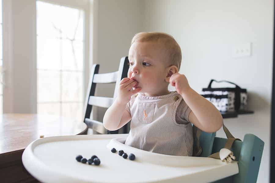 toddler eating in highchair in pittsburgh home mary beth miller