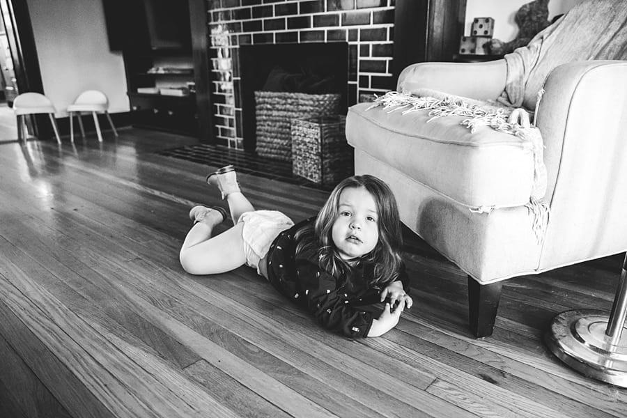 little toddler on floor for documentary family photo session in pittsburgh