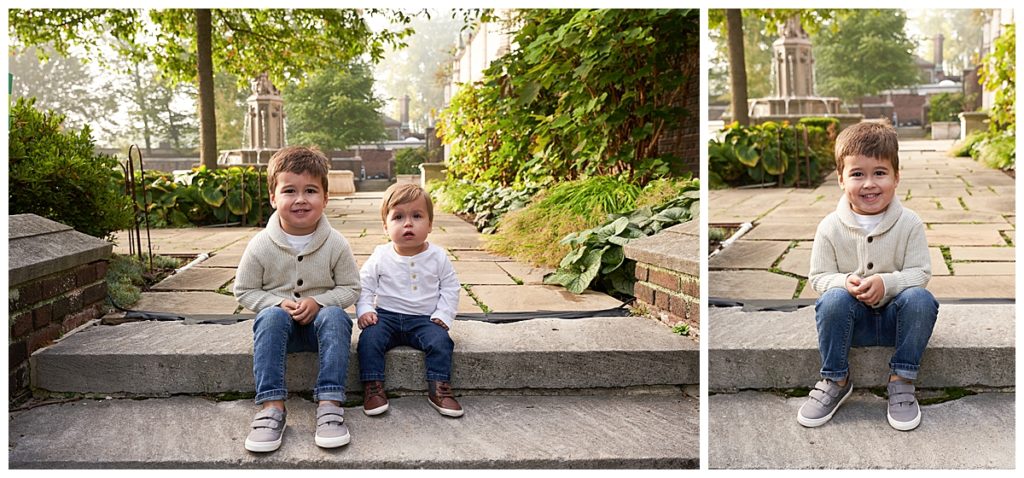 brothers at Mellon Park walled garden for a family photo session