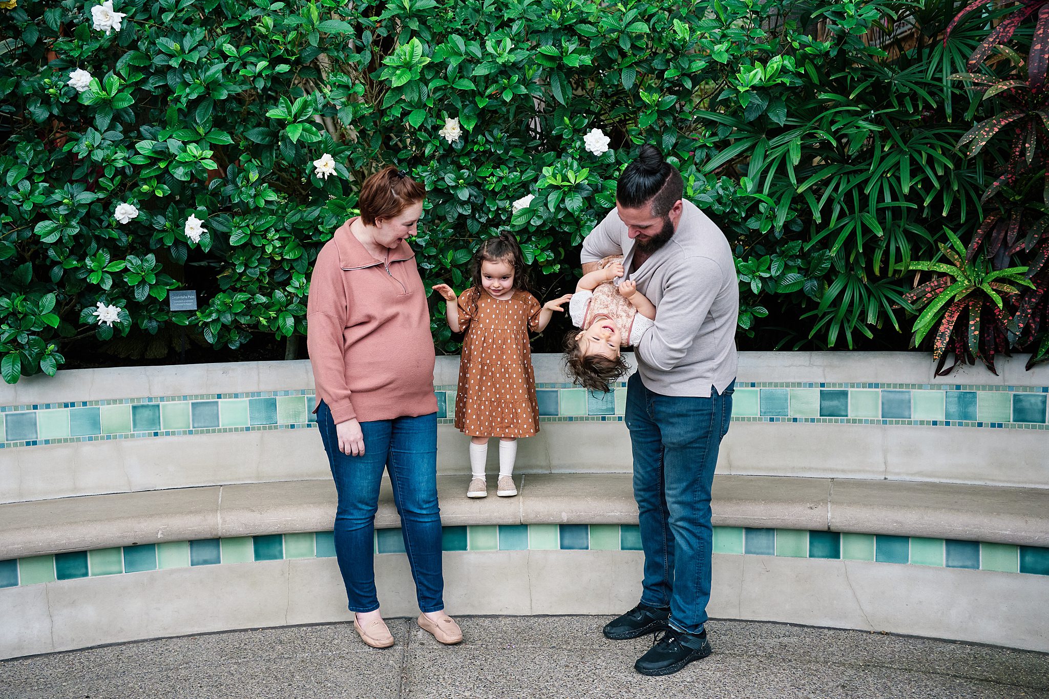 family at Phipps conservatory in pittsburgh for family photo session 