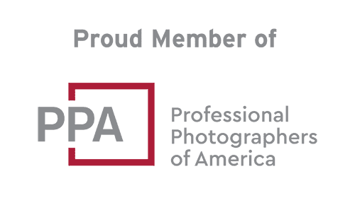Proud Member of Professional Photographers of America logo featuring “PPA” in a red square and gray text on a white background.